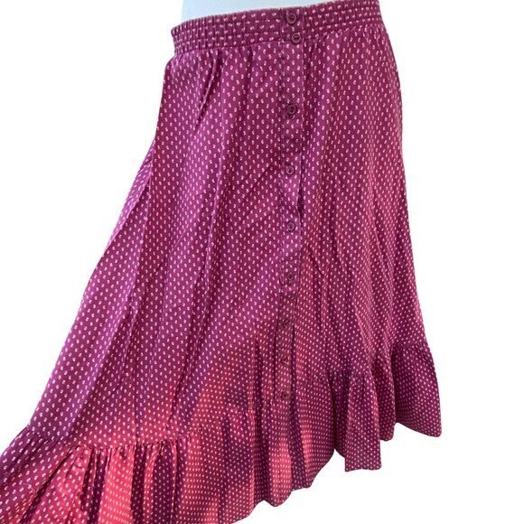 Fritzi Skirts Vtg Magenta Floral Pattern Buttondown Maxi Skirt Sz M